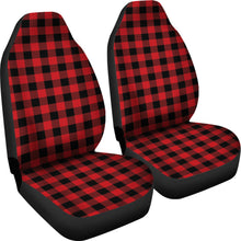 Load image into Gallery viewer, Red Black Buffalo Plaid Car Seat Covers To Match Back Seat Cover
