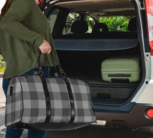 Load image into Gallery viewer, Gray Buffalo Plaid Duffel Travel Bag With Faux Leather Handles