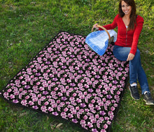 Load image into Gallery viewer, Black Pink and Purple Orchid Flower Pattern Quilt