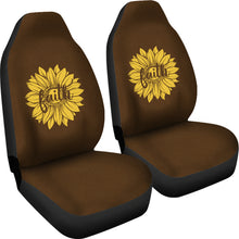 Load image into Gallery viewer, Faith Sunflower on Dark Brown Faux Suede Background Car Seat Covers