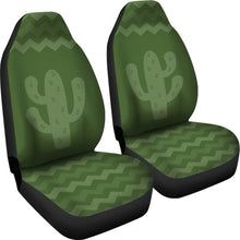 Load image into Gallery viewer, Green Chevron With Cactus Car Seat Covers Set of 2