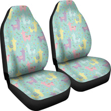 Load image into Gallery viewer, Pastel Mint, Yellow, Pink and Purple Spring Llama Pattern Car Seat Covers
