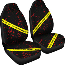 Load image into Gallery viewer, Police Line Crime Scene Tape Blood Spatter Car Seat Covers Set