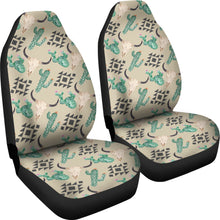 Load image into Gallery viewer, Tan Car Seat Covers With Cactus and Longhorn Skull
