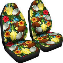 Load image into Gallery viewer, Tropical Flowers With Coconuts, Pineapple Pattern Car Seat Covers Set