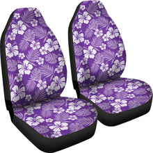 Load image into Gallery viewer, Purple With White Hibiscus Flowers Car Seat Covers Seat protectors Set of 2