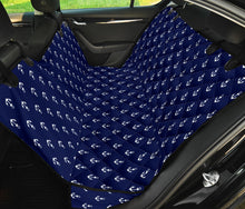 Load image into Gallery viewer, Navy Blue With White Anchor Pattern Pet Hammock Back Seat Cover For Dogs