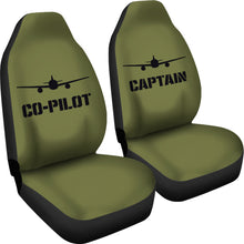 Load image into Gallery viewer, Captain and Co-Pilot Car Seat Covers Set Army Green Military