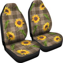 Load image into Gallery viewer, Dark Brown Burlap Style Buffalo Plaid Car Seat Covers