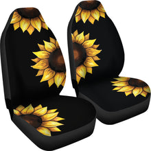 Load image into Gallery viewer, Large Sunflowers on Black Car Seat Covers Set