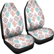 Load image into Gallery viewer, Pastel Rose and Turquoise Cactus Boho Cactus Pattern Car Seat Covers Set