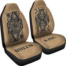 Load image into Gallery viewer, King and Queen Car Seat Covers Set of 2 on Tan Background