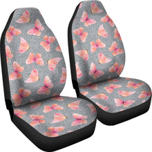 Load image into Gallery viewer, Gray White Leaves and Pink Butterfly Car Seat Covers