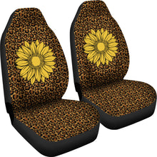 Load image into Gallery viewer, Leopard With Rustic Sunflower Car Seat Covers Set