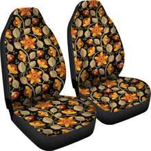 Load image into Gallery viewer, Black With Vintage Flower Pattern Car Seat Covers Set