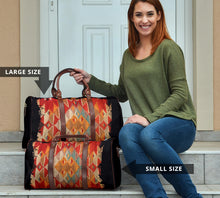 Load image into Gallery viewer, Abstract Tribal Travel Bag Duffel With Black Faux Leather Handles