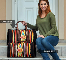 Load image into Gallery viewer, Native American Navajo Serape Style Travel Bag Duffel With Faux Leather Handles