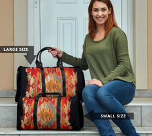 Load image into Gallery viewer, Abstract Tribal Travel Bag Duffel With Black Faux Leather Handles