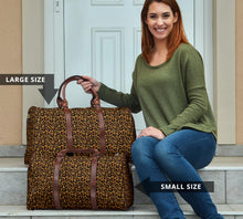 Load image into Gallery viewer, Leopard Print Travel Bag Duffel With Faux Leather Brown Handles