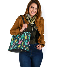Load image into Gallery viewer, Colorful Cactus Pattern Vegan Leather Tote Bags