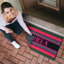 Load image into Gallery viewer, Hola Doormat Hot Pink and Black With Colorful Serape Pattern