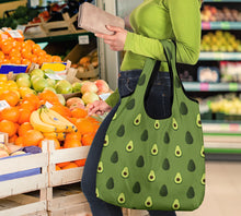 Load image into Gallery viewer, Avocado Pattern Reusable Grocery Shopping Bags Pack of 3