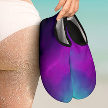 Load image into Gallery viewer, Teal and Purple Ombre Watercolor Water Shoes Aqua Shoes Swim Shoes
