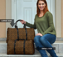 Load image into Gallery viewer, Leopard Print Travel Bag Duffel With Black Faux Leather Handles