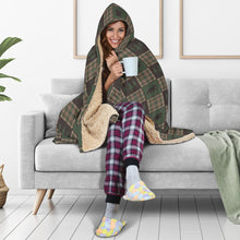Load image into Gallery viewer, Brown and Green Plaid With Bears Patchwork Hooded Blanket