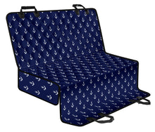 Load image into Gallery viewer, Navy Blue With White Anchor Pattern Pet Hammock Back Seat Cover For Dogs
