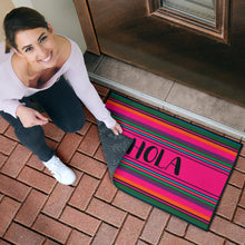 Load image into Gallery viewer, Hola Door Mat Black With Colorful Serape Pattern