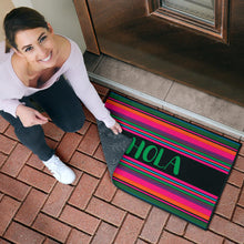 Load image into Gallery viewer, Hola Door Mat Black With Colorful Serape Pattern