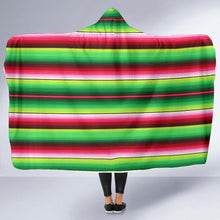 Load image into Gallery viewer, Bright Green and Red Serape Style Hooded Blanket