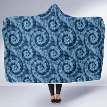 Load image into Gallery viewer, Blue Tie Dye Hooded Blanket With White Fleece Lining