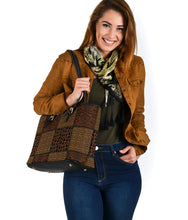 Load image into Gallery viewer, Animal Print Safari Patchwork Tote Bag Vegan Leather