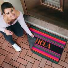 Load image into Gallery viewer, Hola Door Mat Black With Colorful Serape Pattern