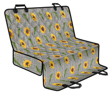 Load image into Gallery viewer, Gray Burlap With Sunflower Pattern Back Seat Cover Protector
