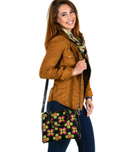 Load image into Gallery viewer, Black With Retro Flower Pattern Handbag Purse