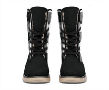 Load image into Gallery viewer, Buffalo Plaid Color Block Fur Lined Snow Boots Black and White Winter Boots
