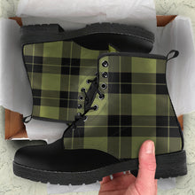 Load image into Gallery viewer, Army Green and Black Plaid Women's Vegan Leather Boots