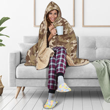 Load image into Gallery viewer, Camo Hooded Blanket Brown and Tan Camouflage With Sherpa Lining