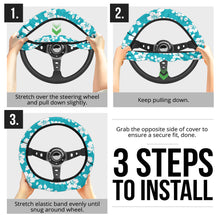 Load image into Gallery viewer, Teal Hibiscus Flower Steering Wheel Cover