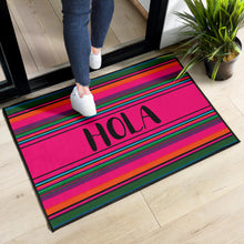 Load image into Gallery viewer, Hola Door Mat Black With Colorful Serape Pattern