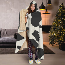 Load image into Gallery viewer, Cow Pattern Black and White Hooded Blanket With Sherpa Lining