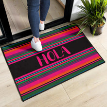 Load image into Gallery viewer, Hola Doormat Hot Pink and Black With Colorful Serape Pattern