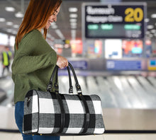 Load image into Gallery viewer, Black and White Buffalo Check Duffel Bag Travel Bag