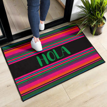 Load image into Gallery viewer, Hola Door Mat Black With Colorful Serape Pattern