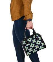 Load image into Gallery viewer, Black With Retro Flower Pattern Handbag Purse