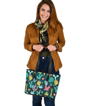 Load image into Gallery viewer, Colorful Cactus Pattern Vegan Leather Tote Bags