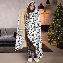 Load image into Gallery viewer, Dalmatian Pattern Hooded Blanket Black and White